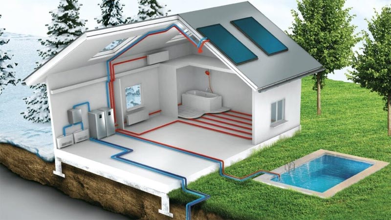 Heat pump and solar roof