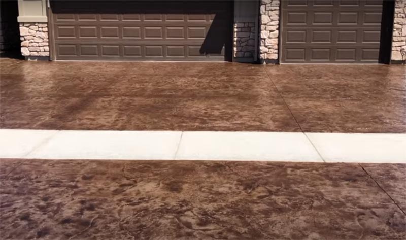 Stained outdoor concrete floor