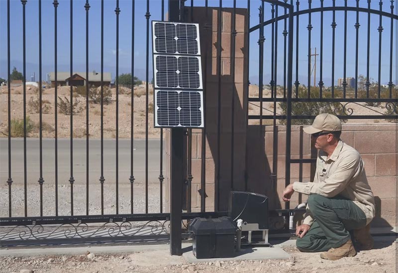 Solar powered gate opener insllation