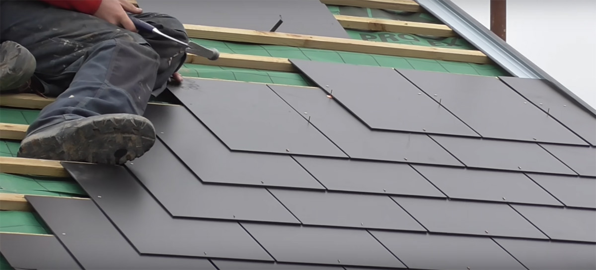 Reroofing slate roof