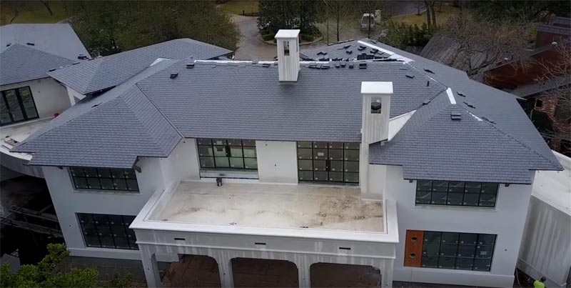 Slate tile roof installation